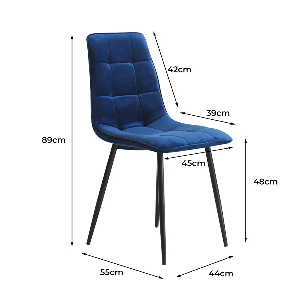 Levede 4x Dining Chairs Kitchen Velvet Blue-2006732723590402050