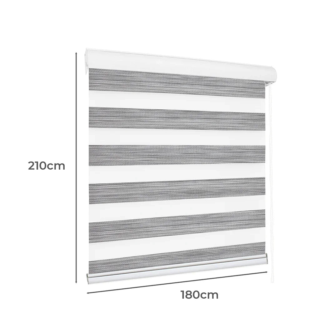 Marlow Blackout Zebra Roller Blind Curtains 180x210 Grey-2018816836891709442