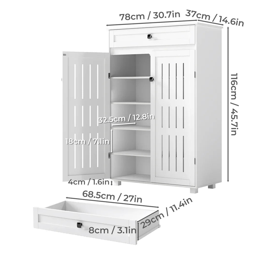 Levede Shoe Cabinet Door Storage Rack Cupboard White-2050056913919545346