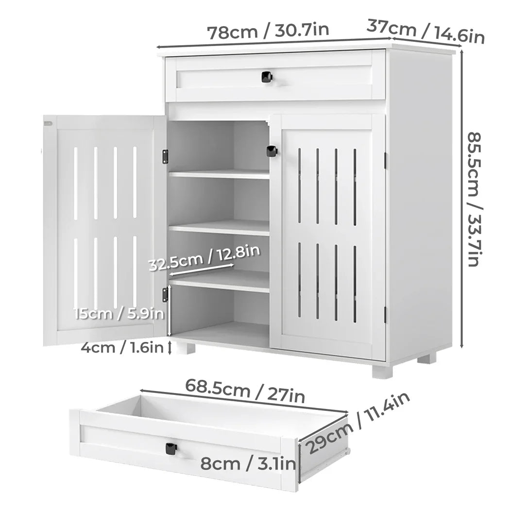 Levede Shoe Cabinet Door Storage Rack Cupboard White-2050056913709830146