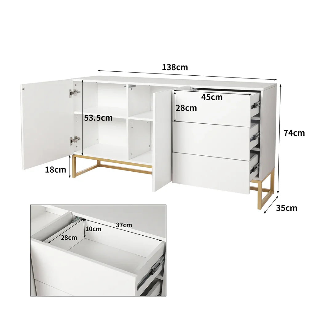 Levede Buffet Sideboard Storage Cabinet White-2006733268556320770