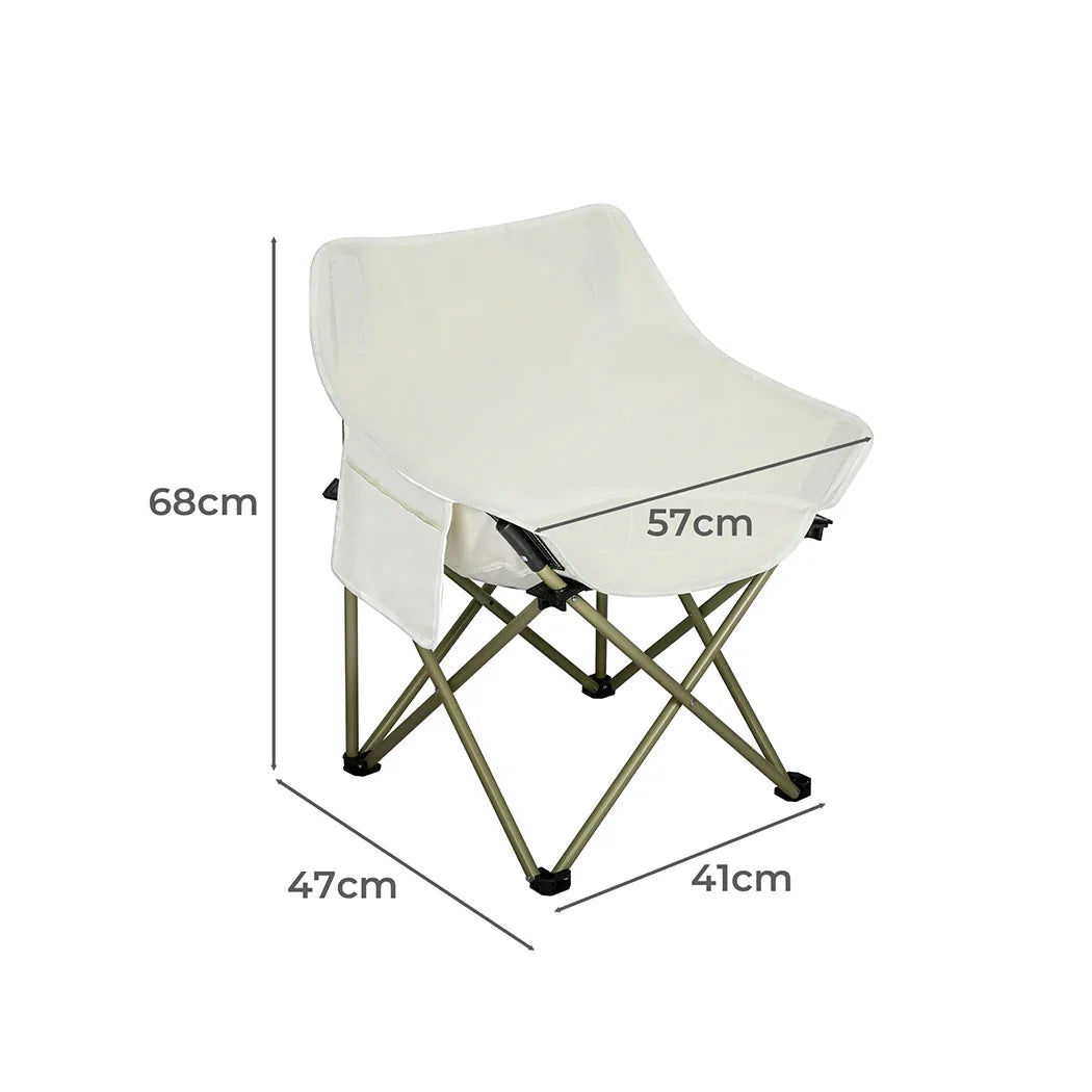 Levede Folding Camping Moon Chair Lightweight Beige-2018816695149400066