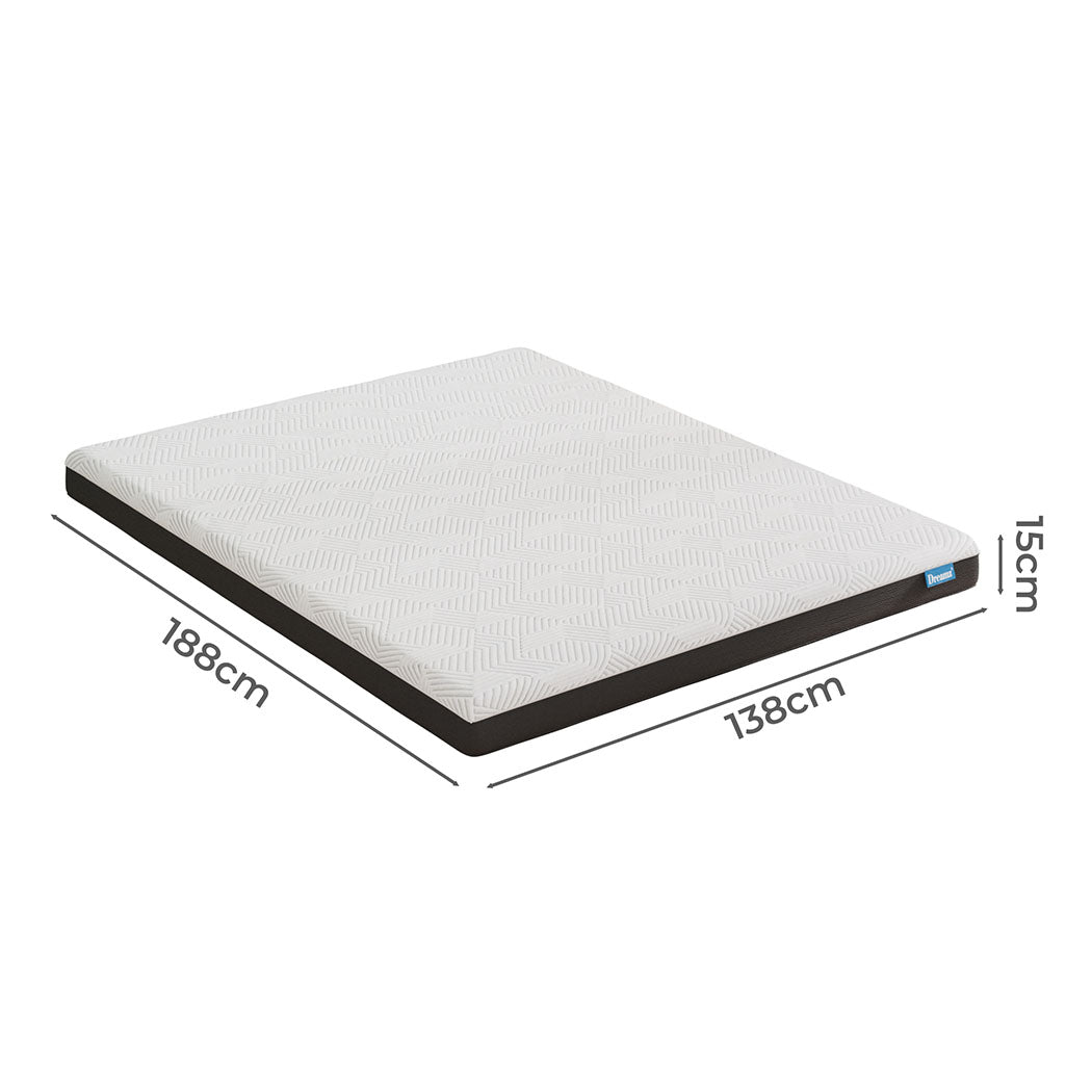 Dreamz Double Mattress Gel Memory Foam Cooling Breathable 15cm Medium Firm-2065254410417737730