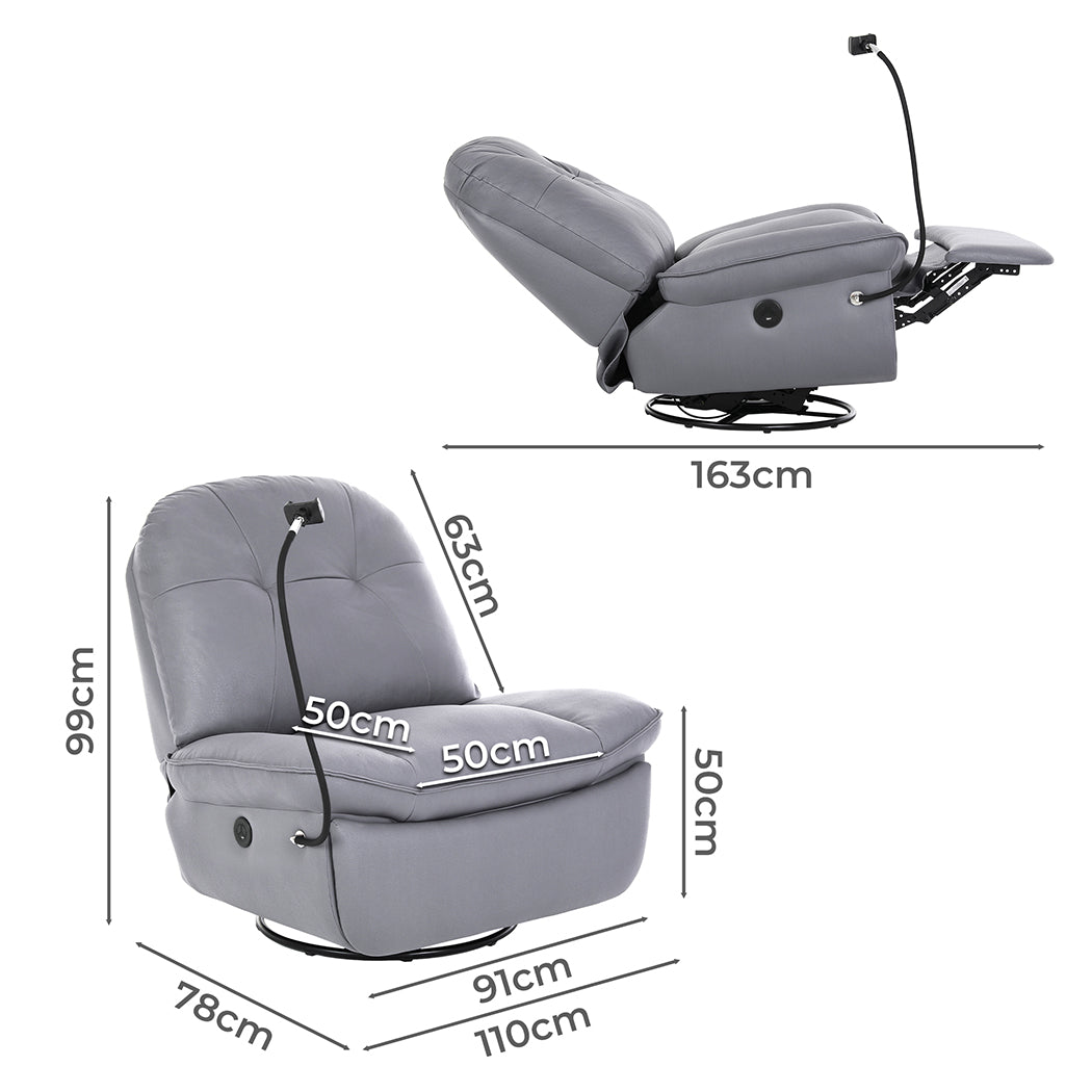 Levede Electric Chair Recliner Swivel Grey-1864184462695337986