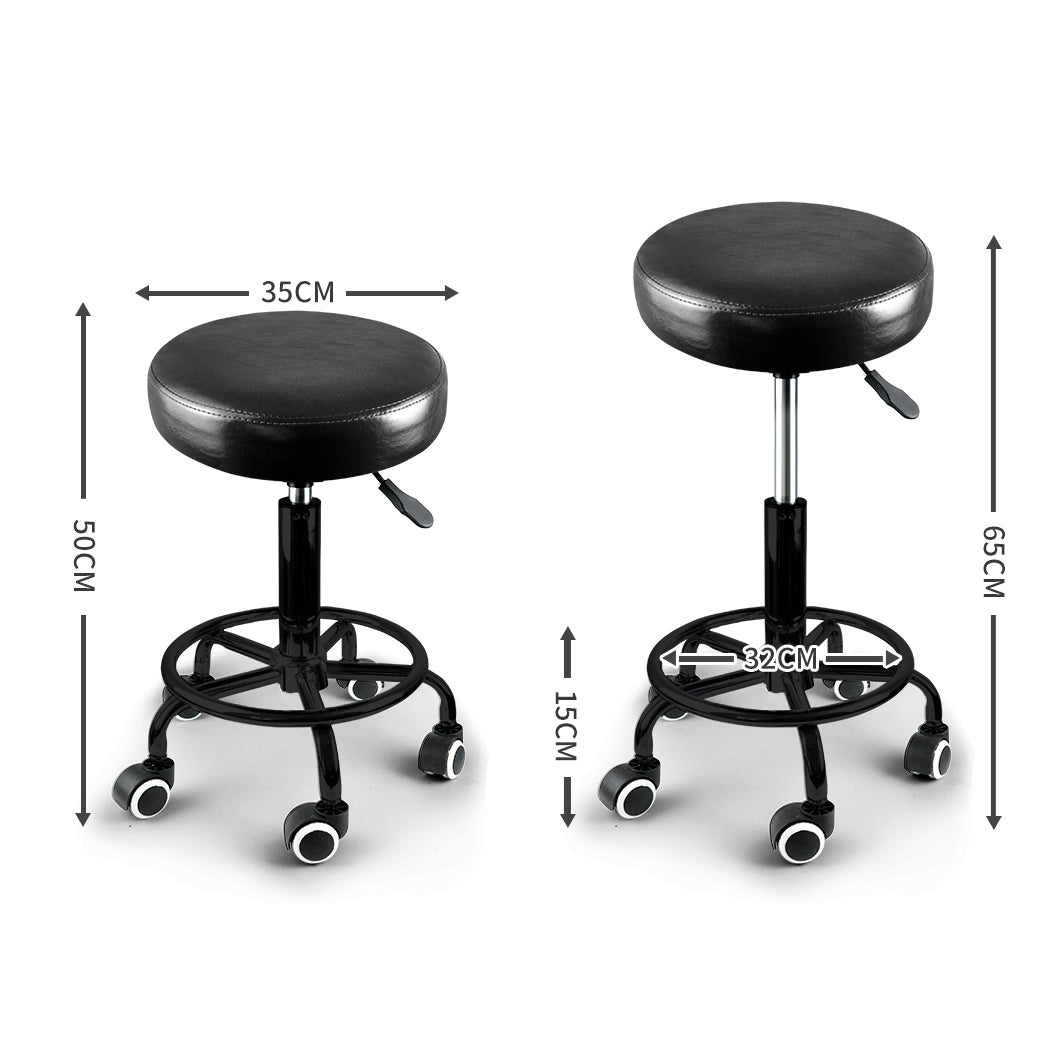 Levede Salon Stool Swivel Bar Stools Black with Black Stand-1910112553946714114