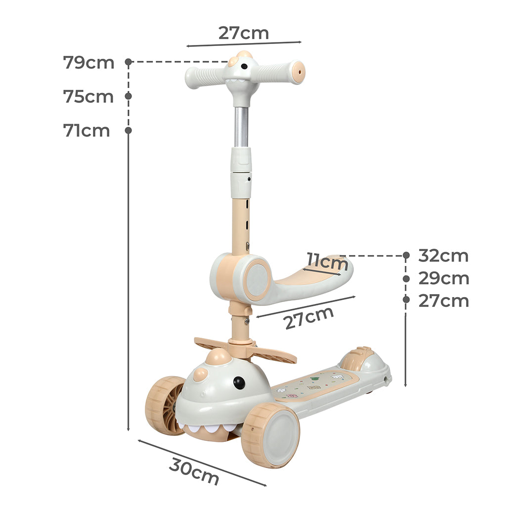 BoPeep Foldable Kids Scooter Flip-able Seat Beige-1894516714109014018