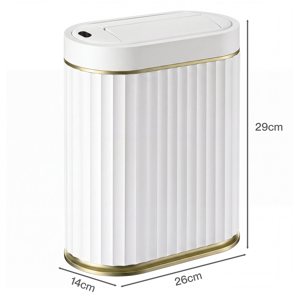 Toque Sensor Rubbish Bin Automatic Touchless 7L Butterfly Lid Bathroom White-2109799595943596035