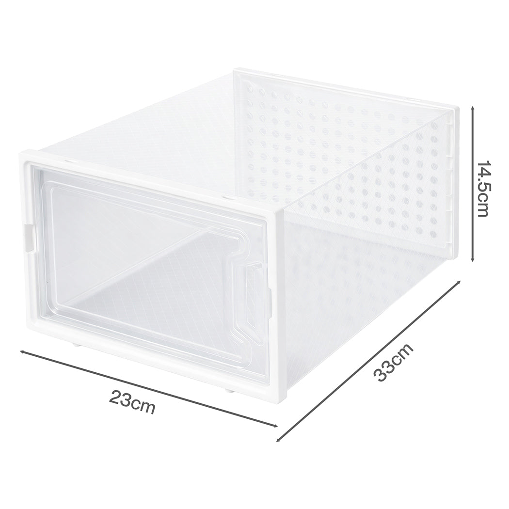 Stacked Shoe Rack Storage Boxes 12 Pcs Stackable Clear Plastic Display Cases-2065254306415775746