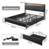 Levede King Bed Frame PU Mattress Base Storage Drawer Headboard USB Charge-2100034936097607682