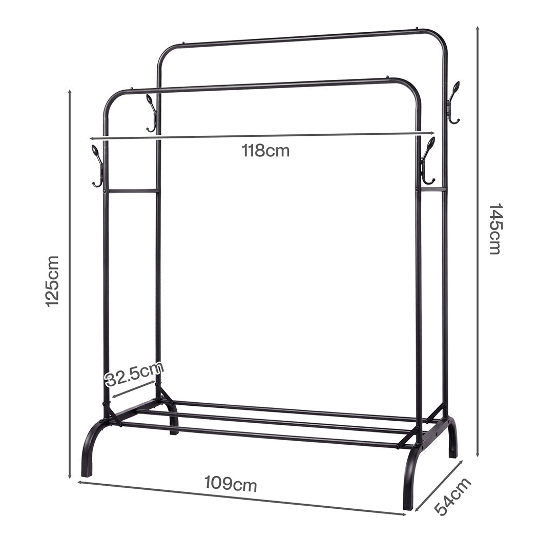 Levede Clothes Rack Heavy Duty Garment Rack Carbon Steel 95kg Black-2100034943404085250