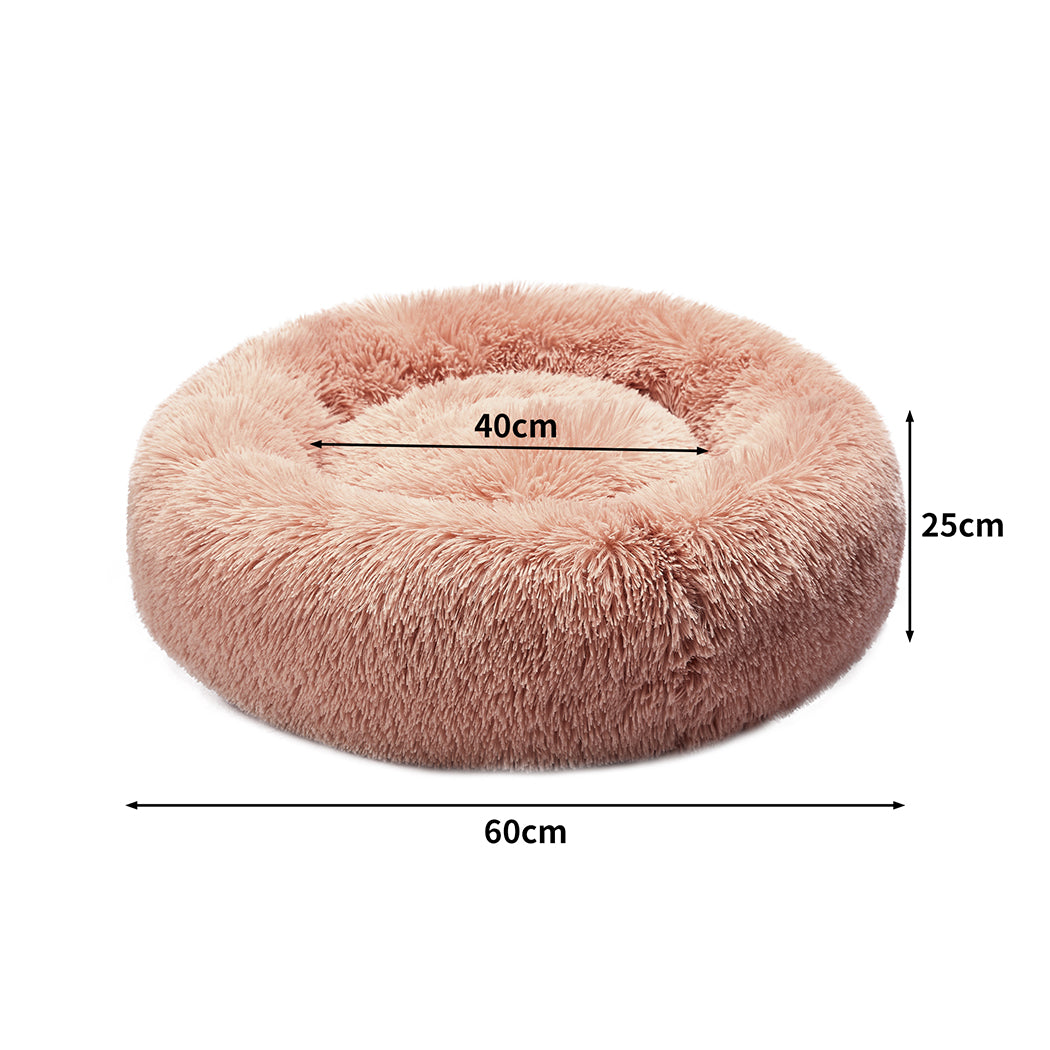 PaWz Pet Bed Cat Dog Donut Nest Calming M Pink Medium-1864184308923764738