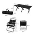 Levede Folding Camping Table Chair Set Black-1973194001569943554