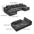 Levede Modular Sofa Lounge Set Corduroy U Shaped Sectional Cloud Couch Grey-2050056788564381698