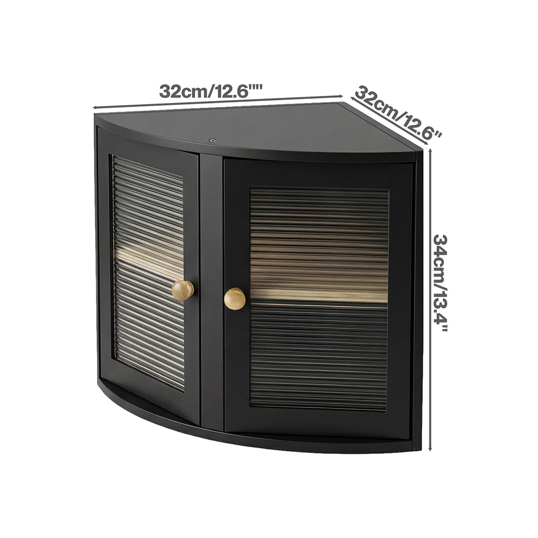 Toque Corner Bread Box 2 Tier Bamboo Bread Bin Kitchen Countertop Storage Black-2072893581982568450