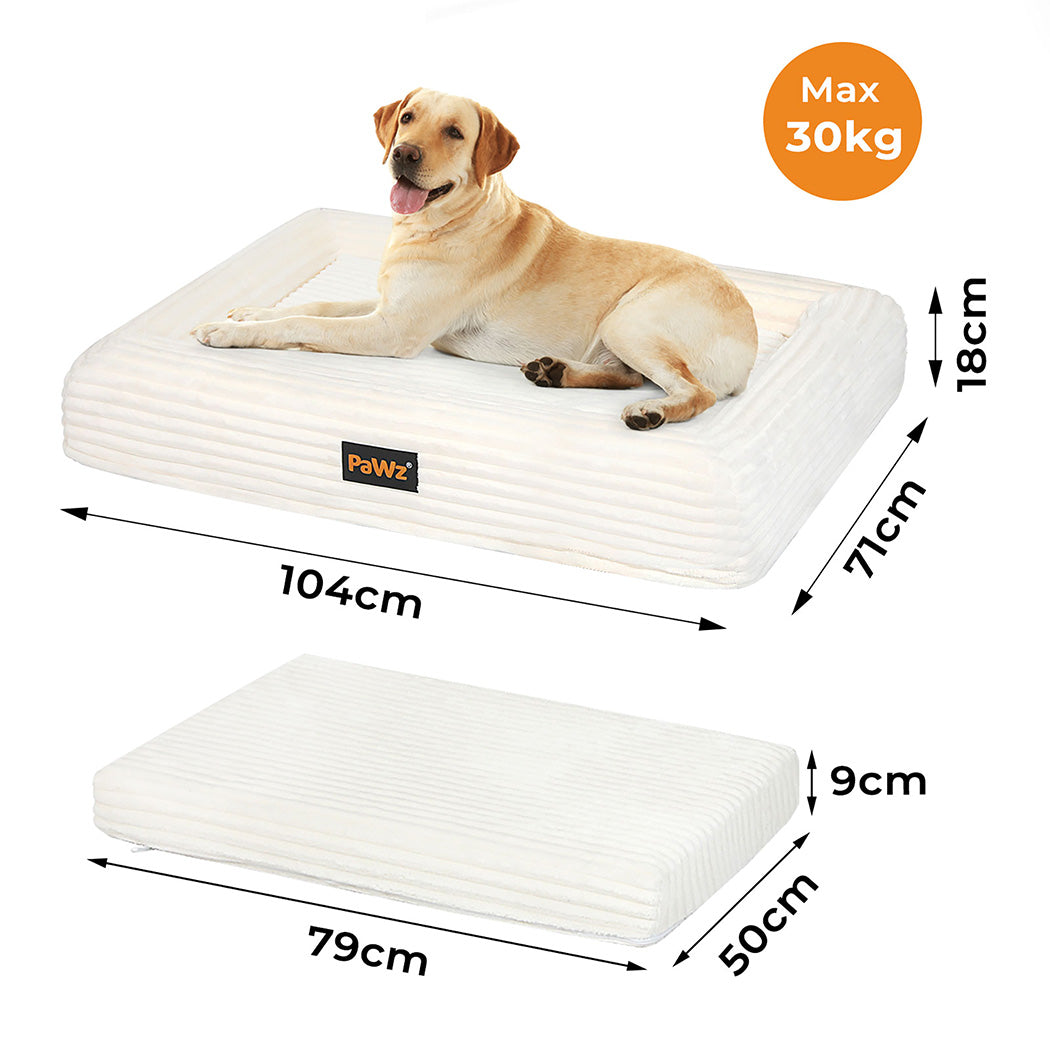 Pawz XL Size Orthopedic Dog Bed with Corduroy Removable Cover Waterproof Washable Beige-2065254249515847682