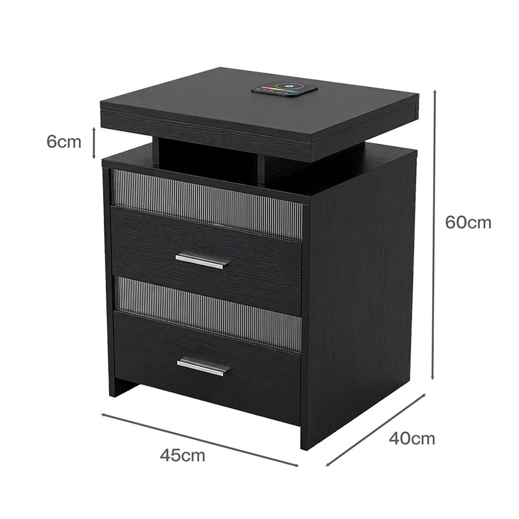Levede Smart Bedside Table Charging Station Motion Sensor Modern Nightstand-2050056780108664834