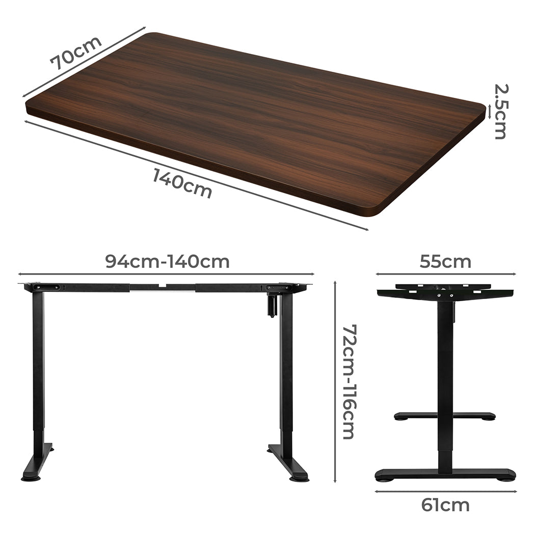 Levede Motorised Standing Desk Adjustable 140cm Walnut 1000x 1MM-1864183329985794050