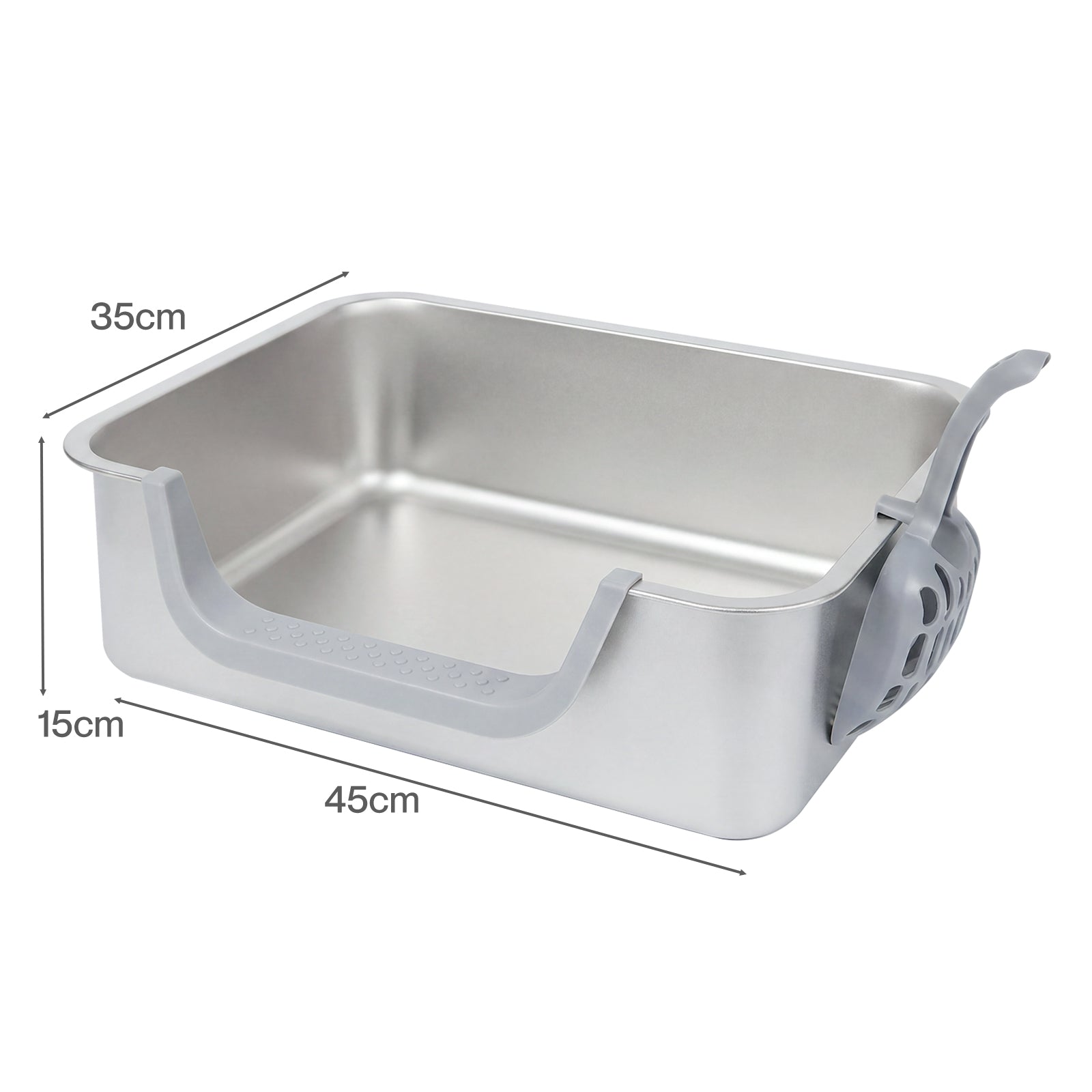 Pawz Stainless Steel Cat Litter Box Low Entry Tray Non-Stick Easy to Clean-2072893573862395906