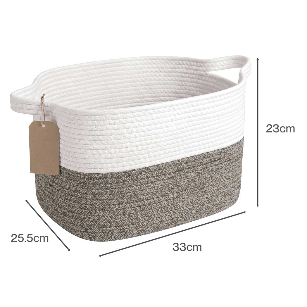 Levede Storage Baskets Laundry Bins 3Pcs Foldable with Handles Cotton Rope Brown-2100035024383512578