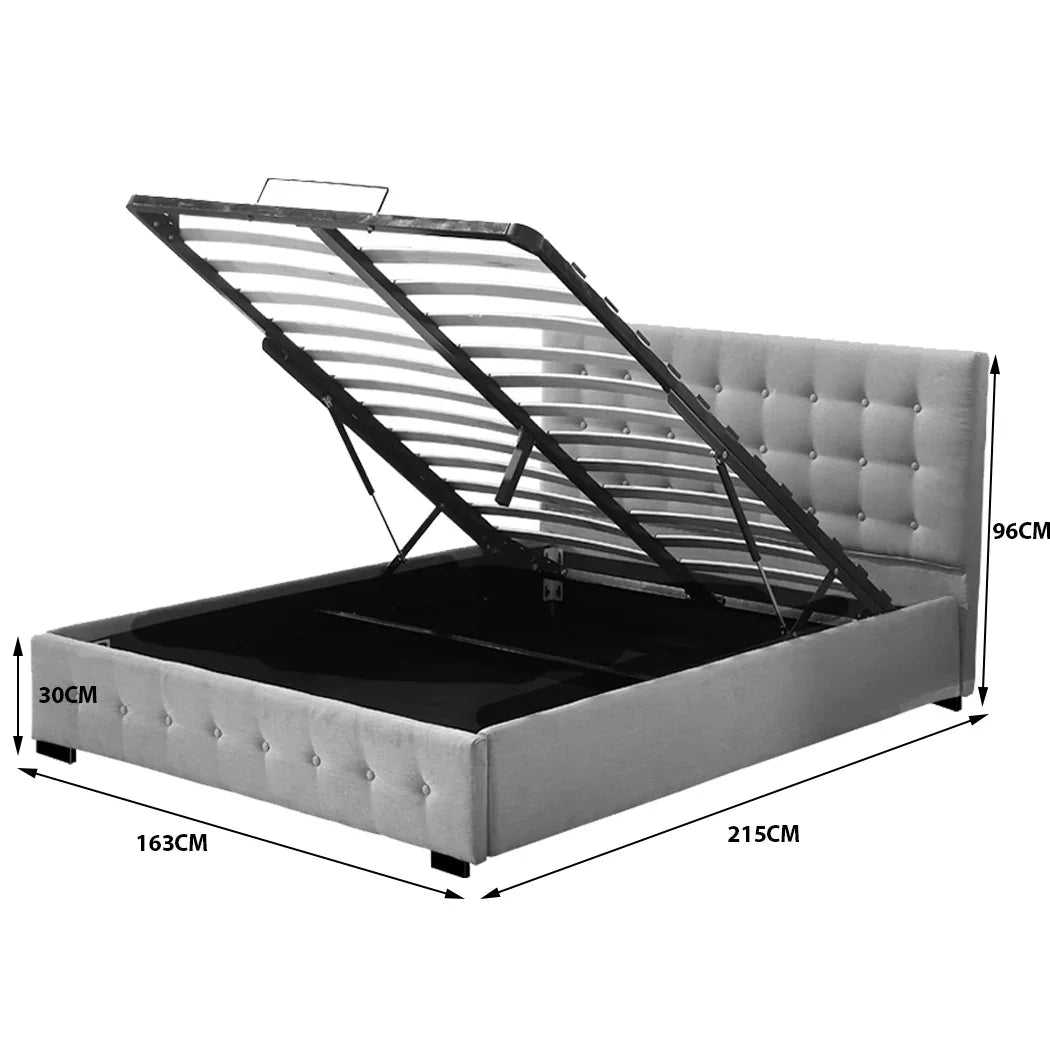 Levede Queen Bed Frame Fabric Tufted Grey-2006733223052316674