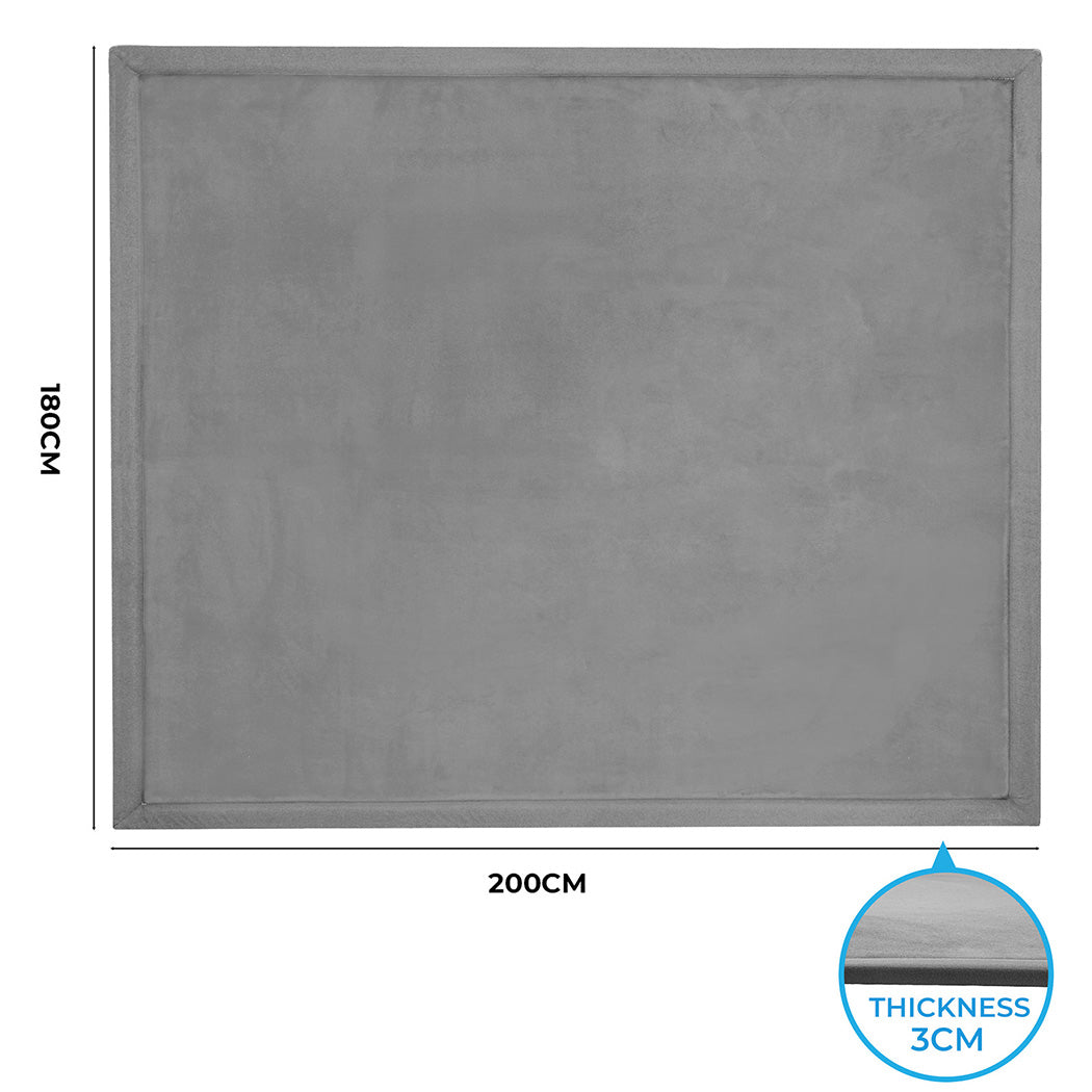 Marlow Coral Velvet Area Rugs Large Mat 180x200cm Grey-2006732690937745410