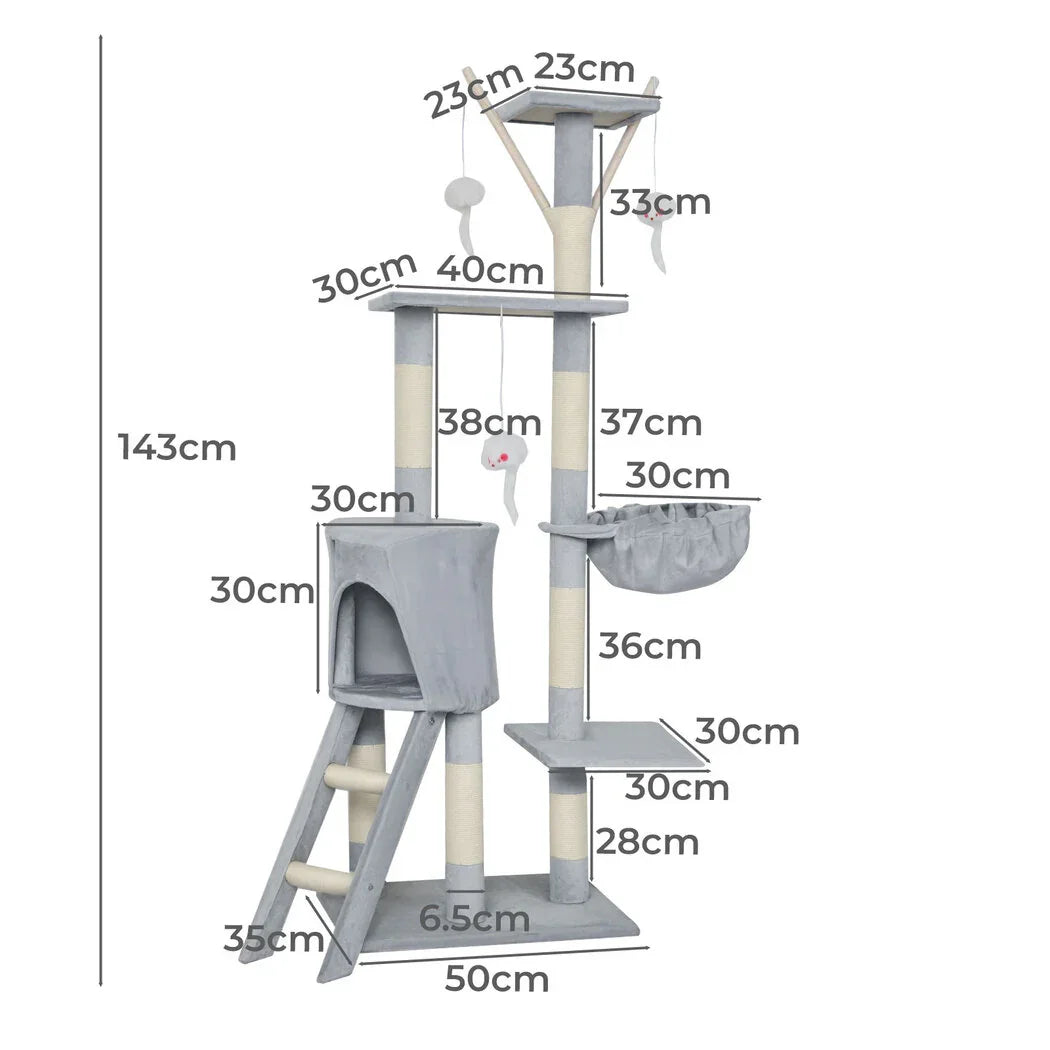 Pawz Cat Tree Scratching Post Scratcher 143cm Climbing-2050056906315272194