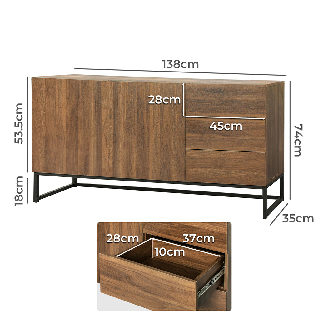 Levede Buffet Sideboard Storage Cabinet Walnut-1864183281034072066