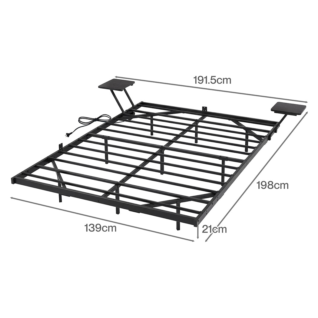 Levede Double Bed Frame Floating Frame with Storage Shelves RGB Lights Black-2072893552320450562