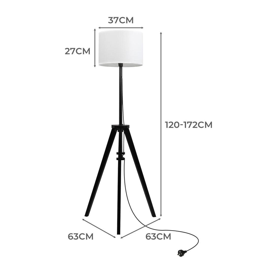 EMITTO Wooden Floor Lamp Modern Tripod Black-1864184397176115202