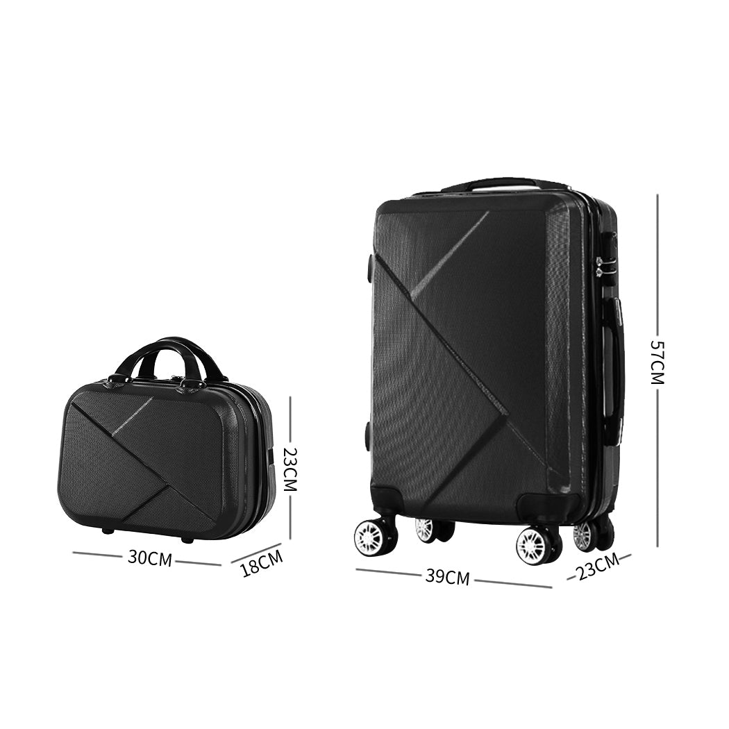 Slimbridge 2pcs 20"Travel Luggage Set Black-1864184360790528002