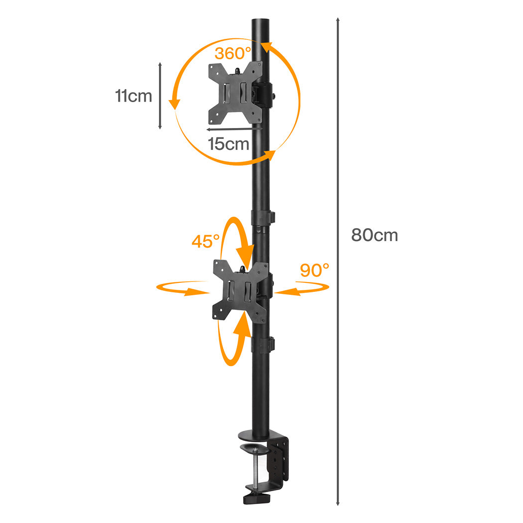 Levede Dual Monitor Arm Adjustable Stand Mount For 13-34 Inch Office Black-2100035032541433858