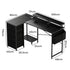 Levede L Shaped Gaming Desk with Storage Drawers Black-2050056895582048258
