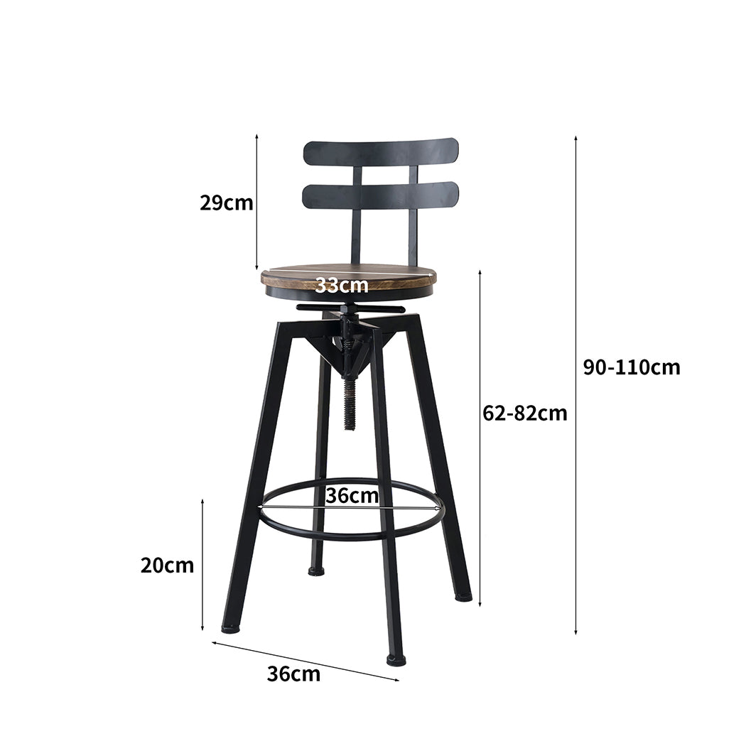 Levede 1x Bar Stool Industrial Adjustable-1864183231910383618