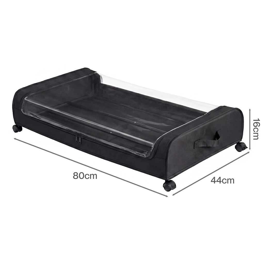 Levede 2x Under Bed Storage Containers for Shoe and Apparel Clear-Lidded Black-2072893558800650242
