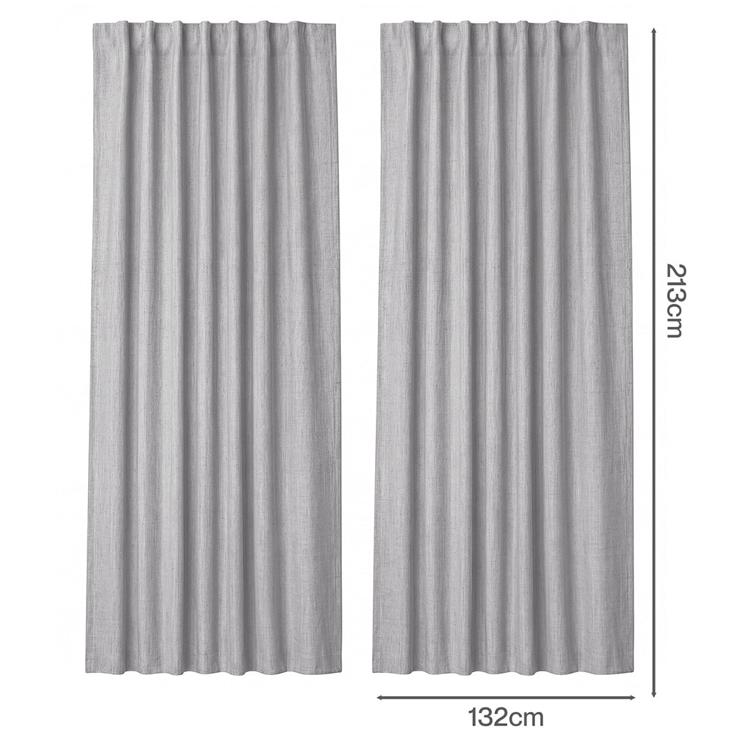 Marlow Blackout Curtains Thermal Linen Look Blockout Drapes 2 Panels Grey-2072893565322792962