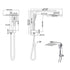High Pressure Shower Head Set Rain Square Silver-1864184284554858498