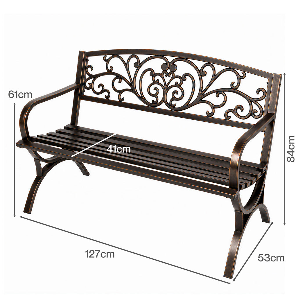 Levede Garden Bench Seat Outdoor Furniture Patio Park Lounge Chair Bronze 3 Seat-2072893558154727426