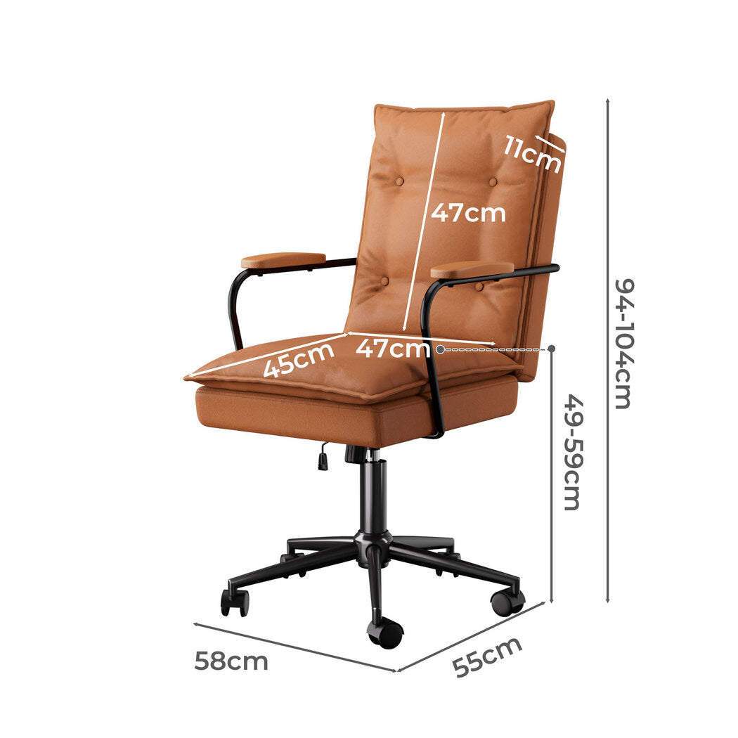LEVEDE Ergonomic Office Chair Computer PU Brown-1910149778990305282