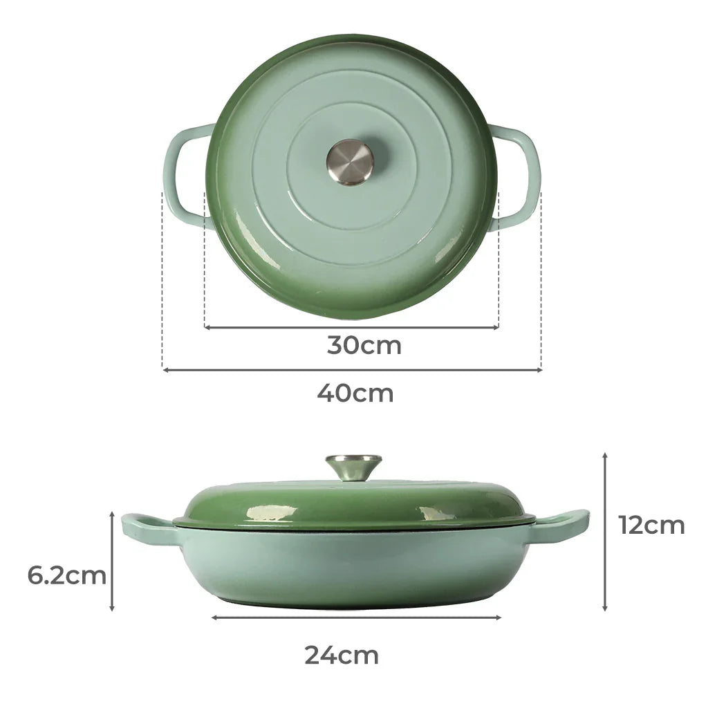 TOQUE 3.5L Enamel Dutch Oven Pan in Green Colour-2018816802724909058