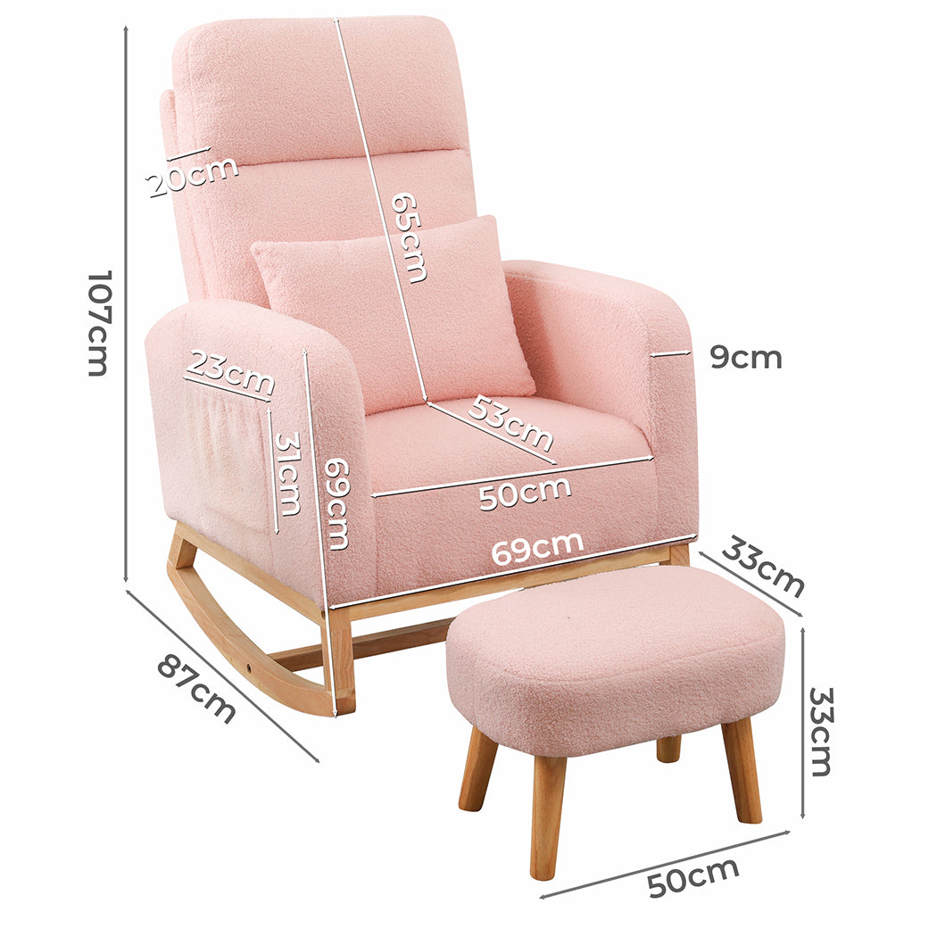 Levede Rocking Chair Ottoman Footrest With Side Pocket-1894516801254068226