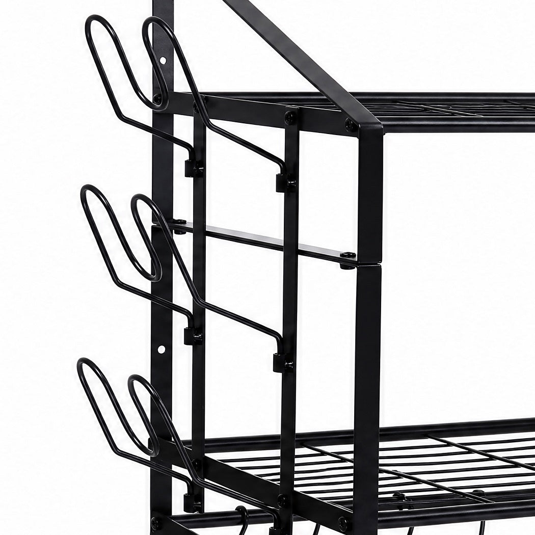 Toque Pot Rack Wall Mounted 2 Tier Hanging Cookware Organizer 20 Hooks Pan Rack-2072893580028022787