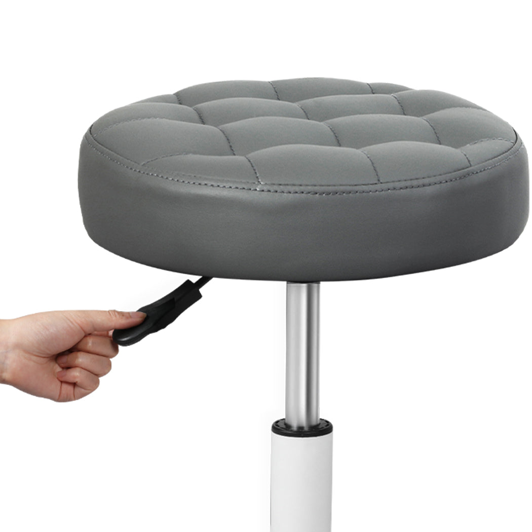Levede 2x Rolling Bar Stool Swivel Salon SPA Chair Grey-2018816801848299523