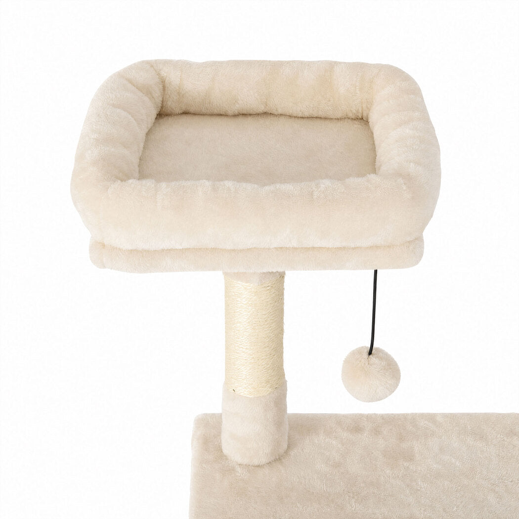Pawz Cat Tree Cat Tower Multi-Level Cat Bed Cat Scratching Post 125cm Beige-2100034991751827459