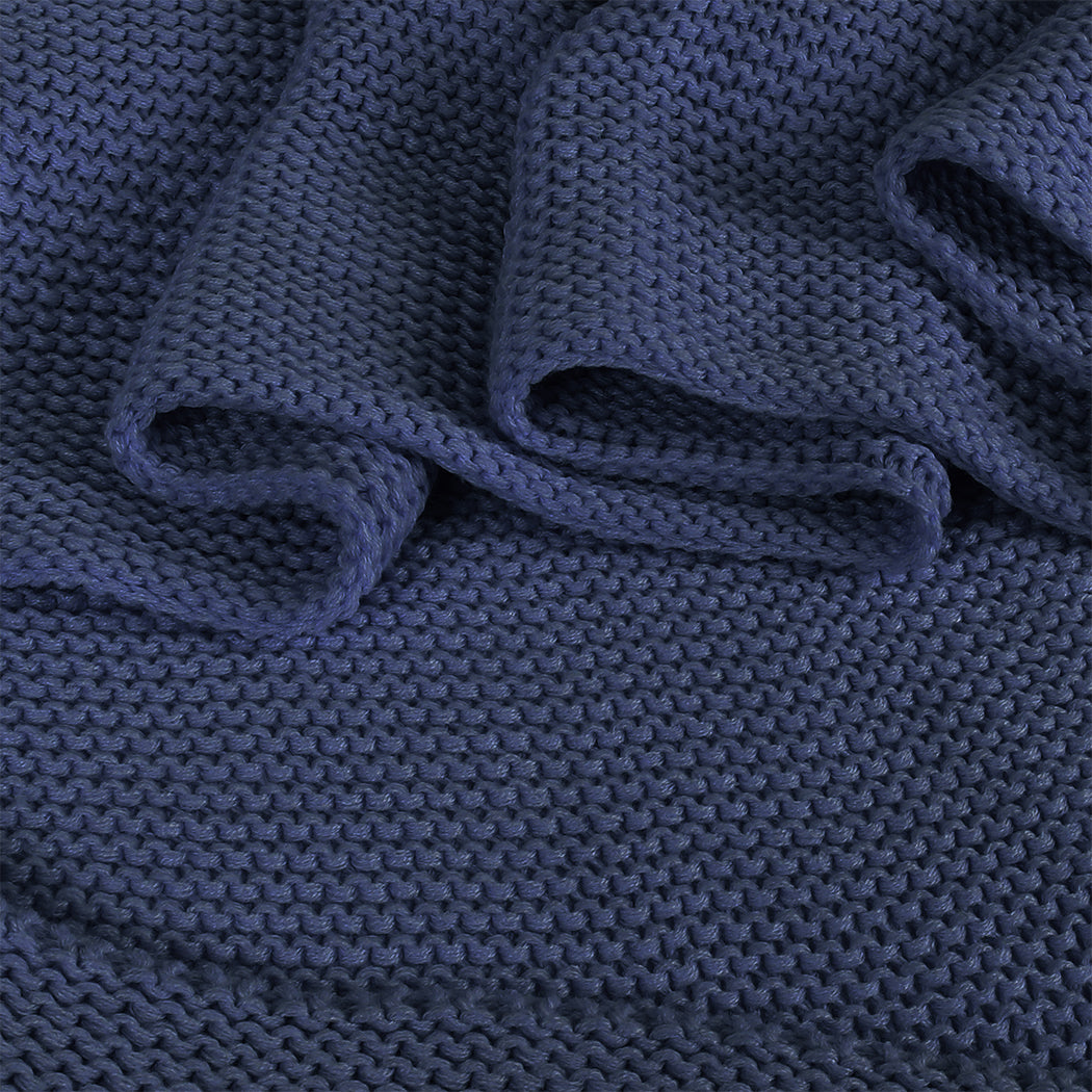 DreamZ Knitting Throw Blanket Cushion Navy-1864183212432035843