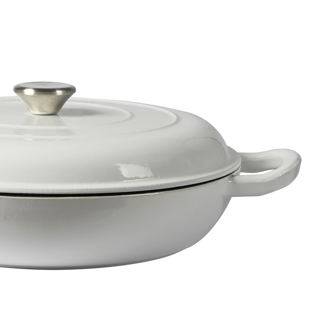 TOQUE 3.5L Enamel Dutch Oven Pan in White Colour-1864184348887093251