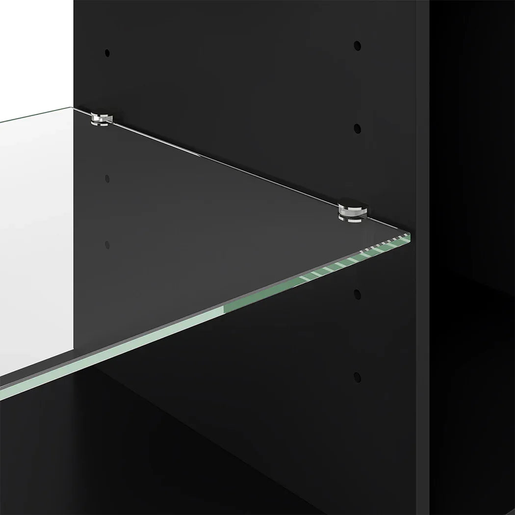 Levede TV Stand Storage with LED 140cm Black-2050056754112368643