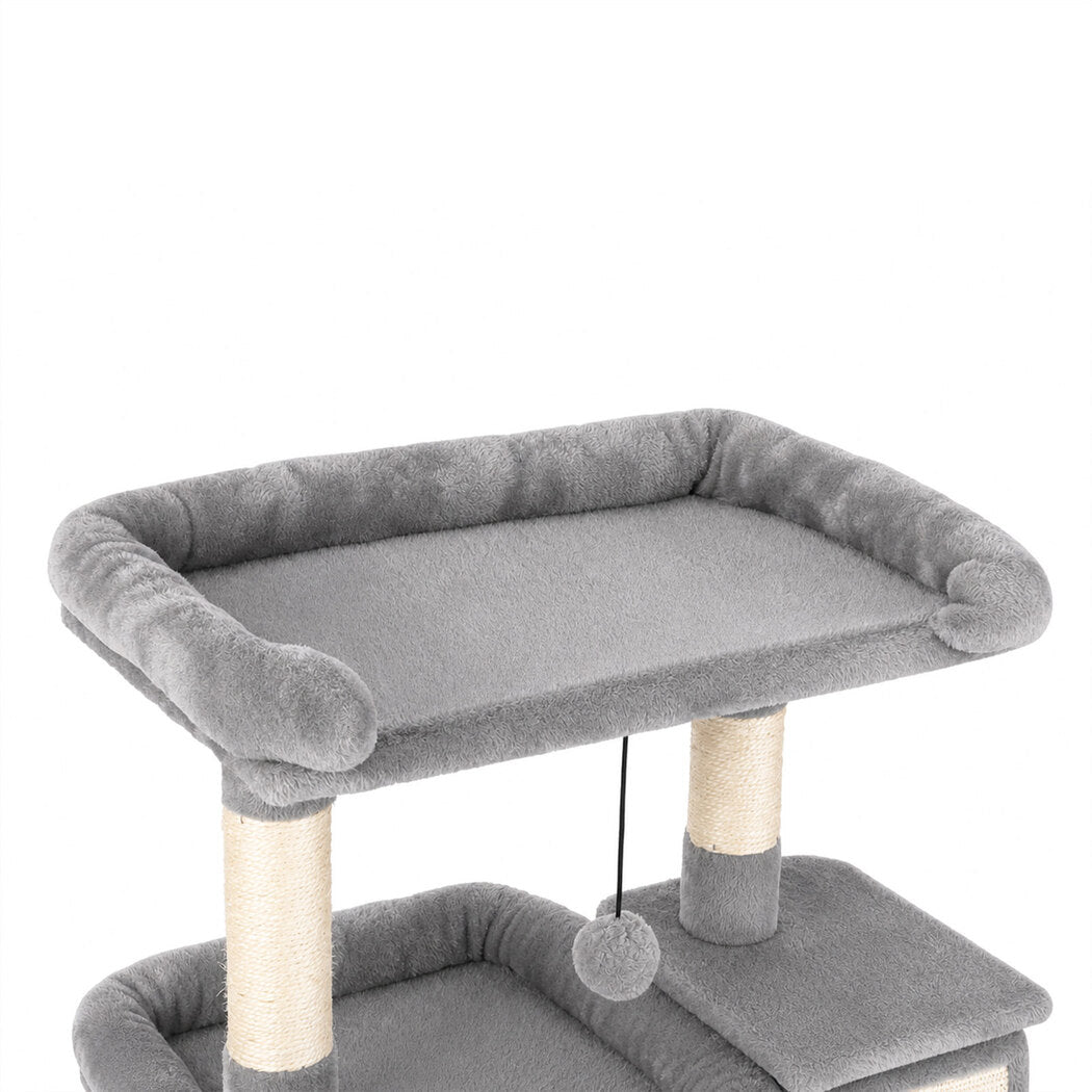 Pawz Cat Tree Tower Large Perch Condo Sisal Scratcher for Indoor Felines Grey-2100034993777676291