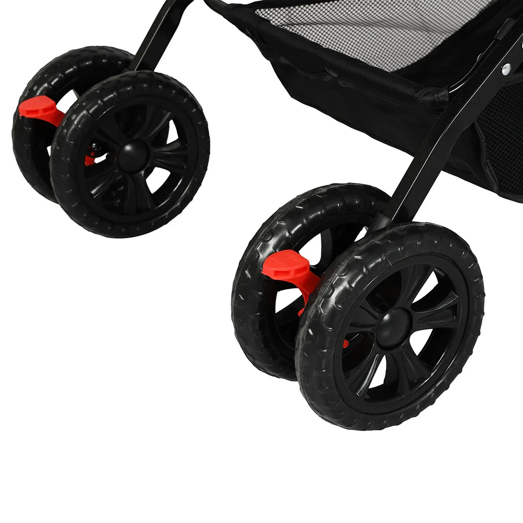 PaWz Pet Stroller Dog Cat Carrier Foldable Black-2006733031766888451