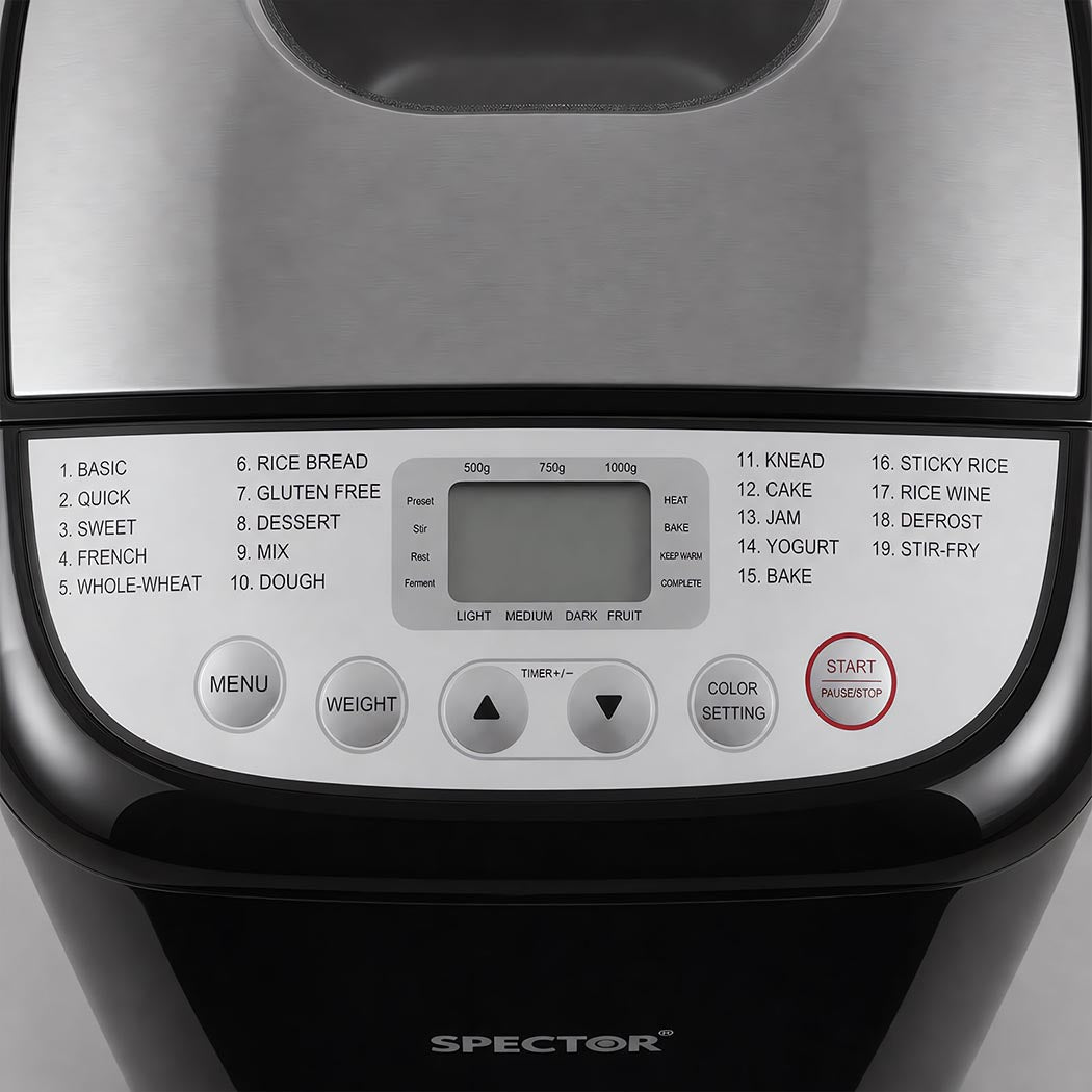 Spector 19-In-1 Automatic Bread Machine With Non Stick Pan For Home Baking Black-2109799588217688068