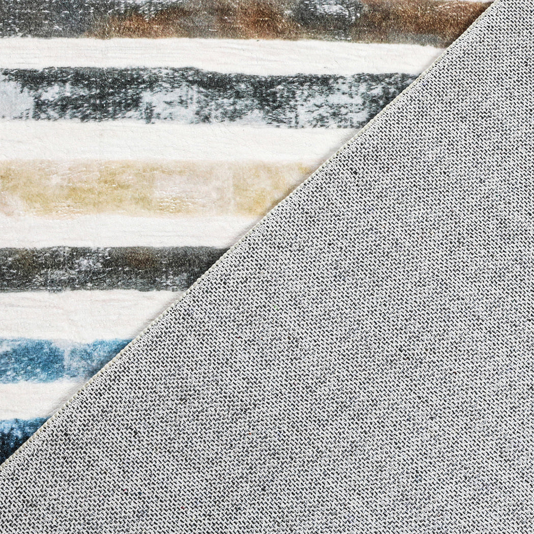 Marlow Floor Rug Short Pile Washable Carpet Soft Plush Non Slip Stripe 80x120-1937319789076811779